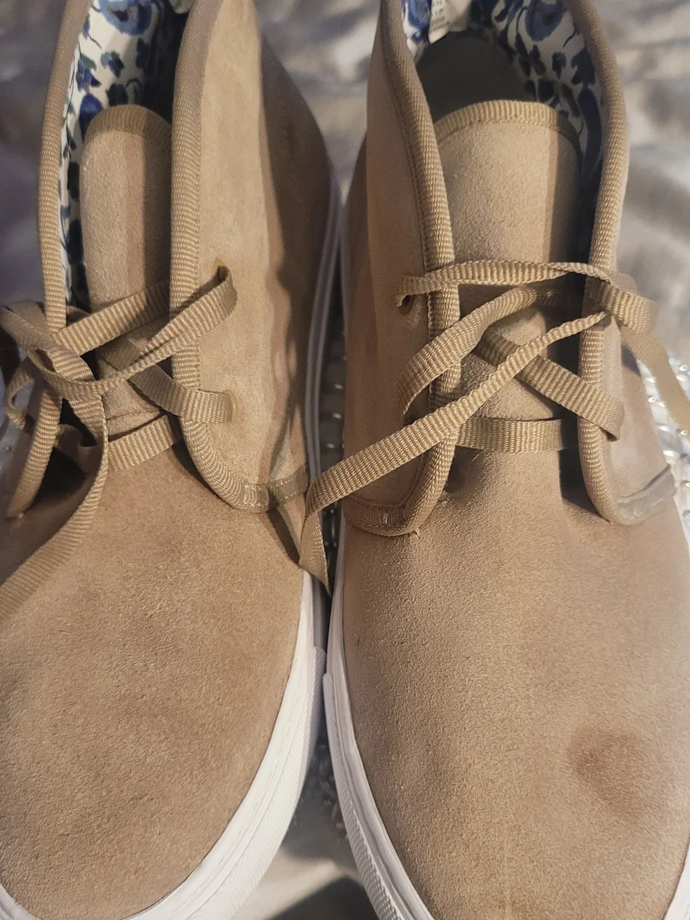 Tory Burch Beige Suede Lace-Up Sneakers with White Sole